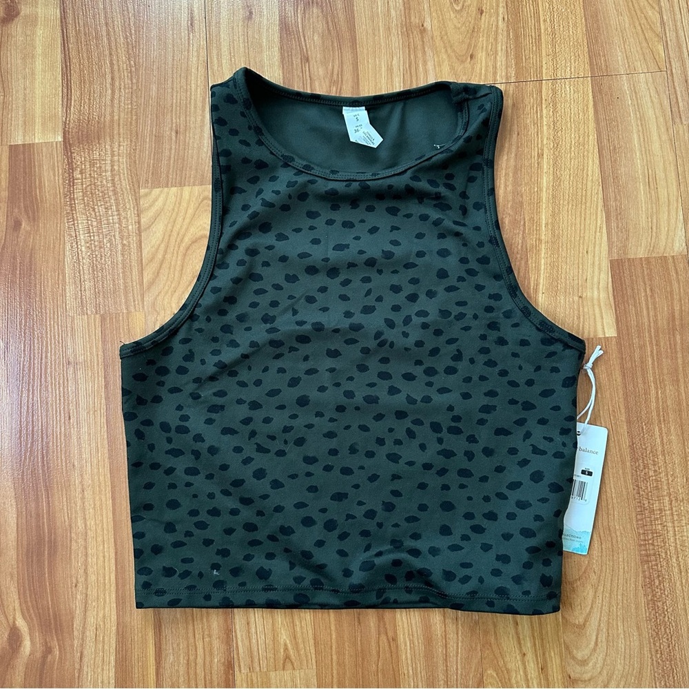 ASOS Olive Green Sleeveless Crop Tank with Black Spot Print